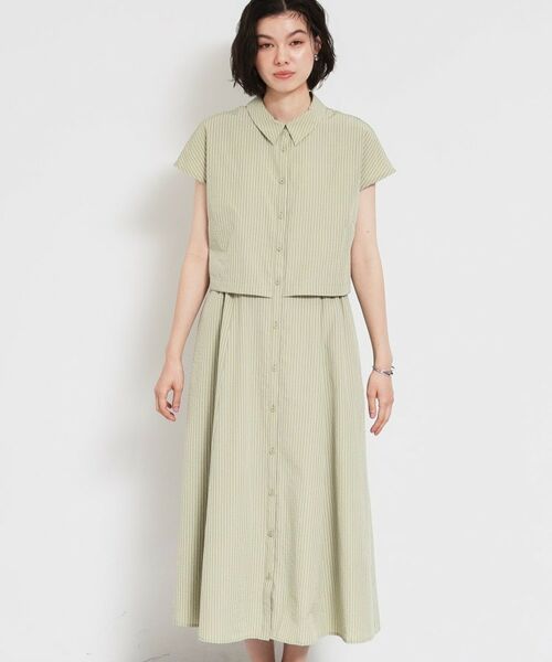 THE SHOP TK / ザ ショップ ティーケー ロング・マキシ丈ワンピース | サッカードッキング風ワンピース | 詳細9