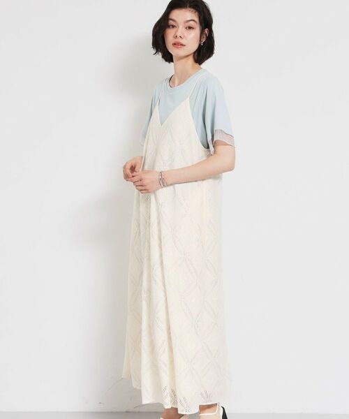 THE SHOP TK / ザ ショップ ティーケー ワンピース | ほんのり品の良い甘さ レースキャミワンピース（オフホワイト(003)）