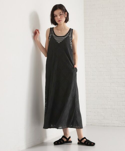 THE SHOP TK / ザ ショップ ティーケー ロング・マキシ丈ワンピース | レースキャミワンピース（ブラック(019)）