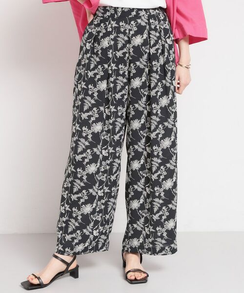 THE SHOP TK / ザ ショップ ティーケー パンツ | 【多機能】プリントイージーパンツ（ブラック(119)）