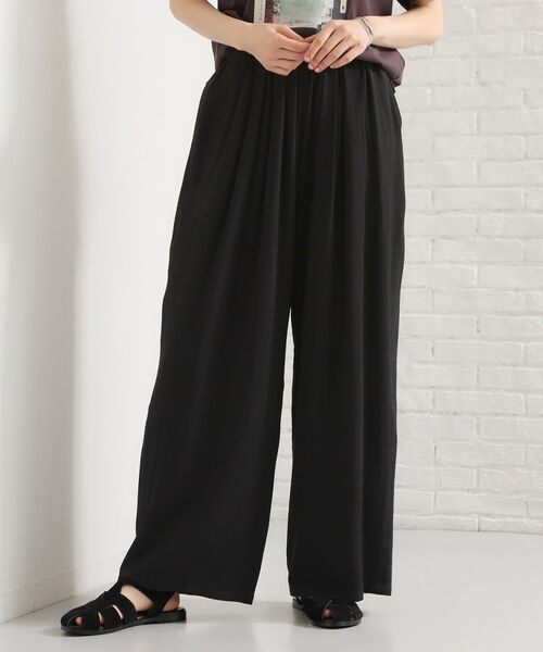 THE SHOP TK / ザ ショップ ティーケー パンツ | リネンライクワイドパンツ（ブラック(019)）
