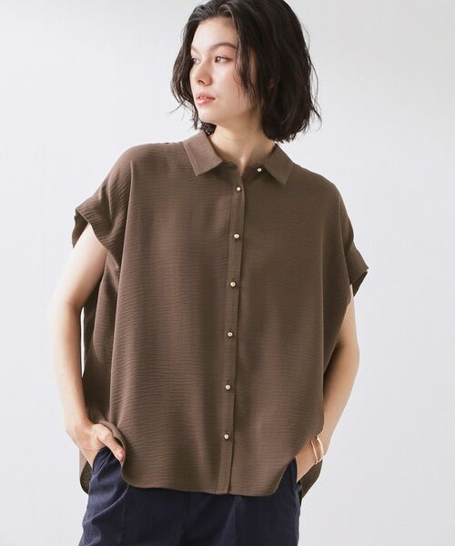 THE SHOP TK / ザ ショップ ティーケー シャツ・ブラウス | ポーラ衿付きフレンチ袖シャツ | 詳細1