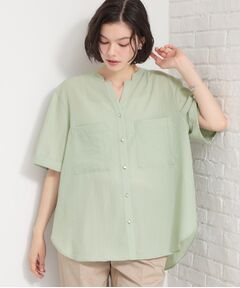 THE SHOP TK / ザ ショップ ティーケー シャツ・ブラウス | Wポケット金ボタンシャツ5分袖