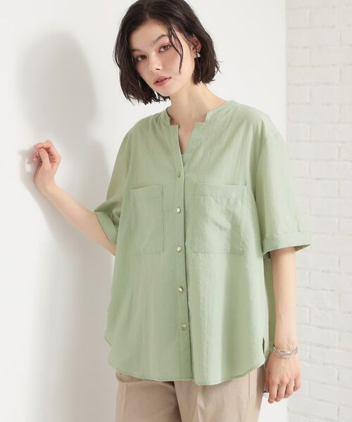 THE SHOP TK / ザ ショップ ティーケー シャツ・ブラウス | Wポケット金ボタンシャツ5分袖 | 詳細10