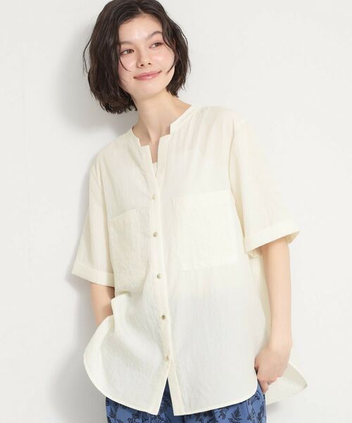 THE SHOP TK / ザ ショップ ティーケー シャツ・ブラウス | Wポケット金ボタンシャツ5分袖 | 詳細2