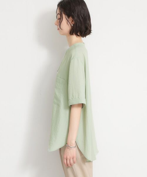THE SHOP TK / ザ ショップ ティーケー シャツ・ブラウス | 【M-XL/二の腕カバー】ダブルポケット金ボタン 5分袖シャツ | 詳細28