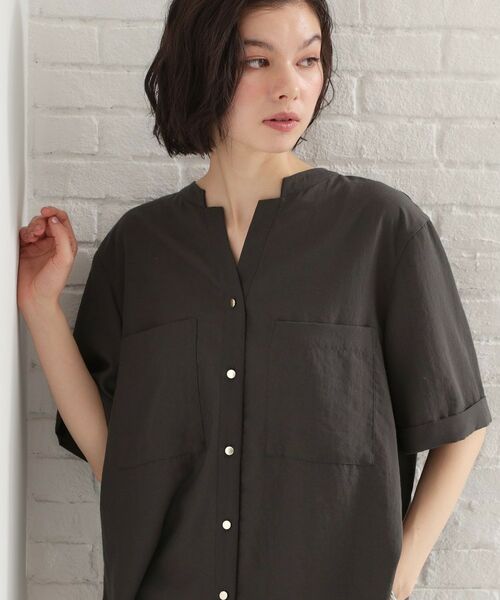 THE SHOP TK / ザ ショップ ティーケー シャツ・ブラウス | Wポケット金ボタンシャツ5分袖 | 詳細5