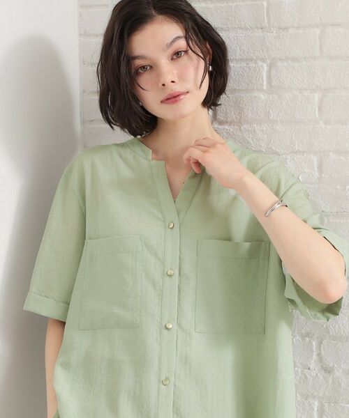 THE SHOP TK / ザ ショップ ティーケー シャツ・ブラウス | Wポケット金ボタンシャツ5分袖 | 詳細9