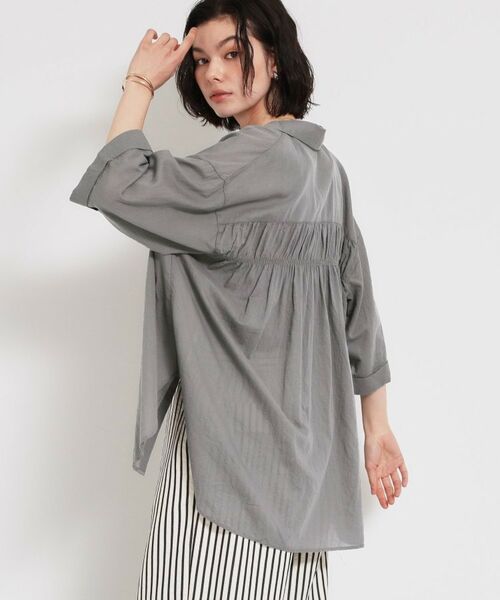 THE SHOP TK / ザ ショップ ティーケー シャツ・ブラウス | ポジティブカラーが映える　バイオウォッシュバックギャザーシャツ（スミクロ(018)）