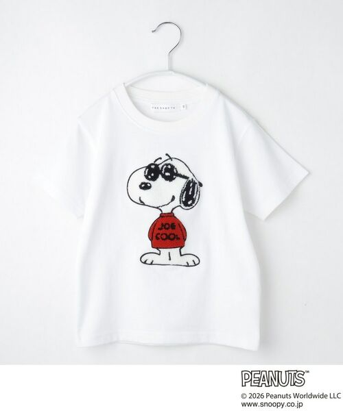 THE SHOP TK / ザ ショップ ティーケー Tシャツ | PEANUTS ／ ピーナッツ スヌーピー さがら刺繍 半袖Tシャツ（オフホワイト(403)）