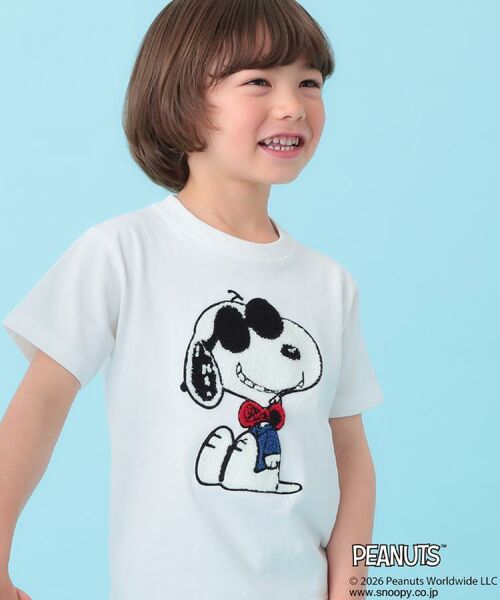 THE SHOP TK / ザ ショップ ティーケー Tシャツ | PEANUTS ／ ピーナッツ スヌーピー さがら刺繍 半袖Tシャツ（オフホワイト(603)）