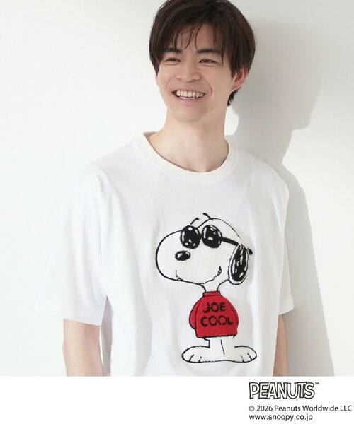 THE SHOP TK / ザ ショップ ティーケー Tシャツ | PEANUTS ／ ピーナッツ スヌーピー さがら刺繍 半袖Tシャツ（オフホワイト(403)）