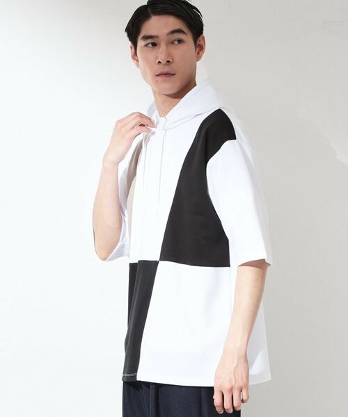 THE SHOP TK / ザ ショップ ティーケー パーカー | ブロッキング半袖パーカ 【洗濯機OK】 | 詳細5