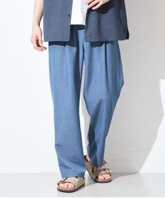 THE SHOP TK / ザ ショップ ティーケー パンツ | デニムライク セミワイドイージーパンツ 【ベルト要らず／洗濯機OK】