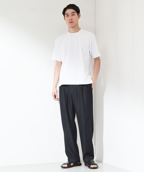 THE SHOP TK / ザ ショップ ティーケー パンツ | デニムライク セミワイドイージーパンツ 【ベルト要らず／洗濯機OK】 | 詳細3