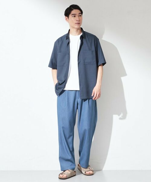 THE SHOP TK / ザ ショップ ティーケー パンツ | デニムライク セミワイドイージーパンツ 【ベルト要らず／洗濯機OK】 | 詳細7