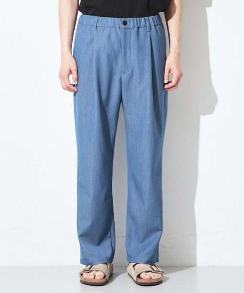 THE SHOP TK / ザ ショップ ティーケー パンツ | デニムライク セミワイドイージーパンツ 【ベルト要らず／洗濯機OK】 | 詳細9