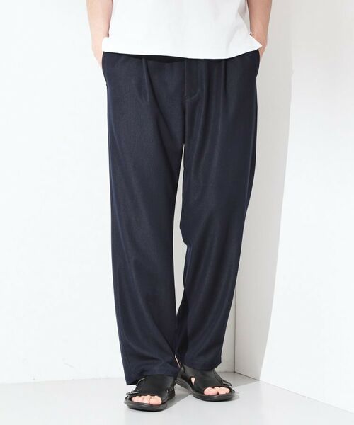 THE SHOP TK / ザ ショップ ティーケー パンツ | デニムライク セミワイドイージーパンツ 【ベルト要らず／洗濯機OK】（ネイビー(094)）