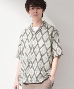 THE SHOP TK / ザ ショップ ティーケー シャツ・ブラウス | アーガイル柄 レース半袖シャツ 洗濯機OK