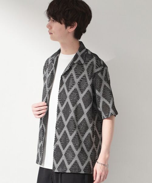 THE SHOP TK / ザ ショップ ティーケー シャツ・ブラウス | アーガイル柄 レース半袖シャツ 洗濯機OK | 詳細5