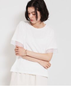 THE SHOP TK / ザ ショップ ティーケー Tシャツ | 【ひんやり／吸水速乾／UV】上品な透け感 袖口シアーTシャツ