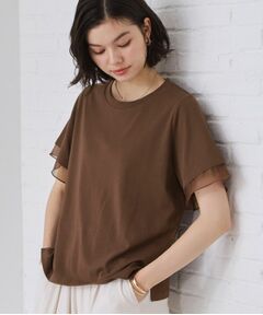 THE SHOP TK / ザ ショップ ティーケー Tシャツ | 【M-XL/ひんやり】上品な透け感 袖口シアーTシャツ