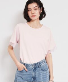 THE SHOP TK / ザ ショップ ティーケー Tシャツ | 【ひんやり／吸水速乾／UV】上品な透け感 袖口シアーTシャツ