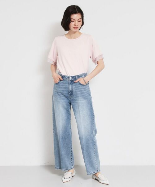 THE SHOP TK / ザ ショップ ティーケー Tシャツ | 【M-XL/ひんやり/吸水速乾/UV】上品な透け感 袖口シアーTシャツ | 詳細14