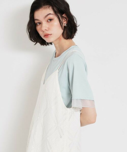 THE SHOP TK / ザ ショップ ティーケー Tシャツ | 【M-XL/ひんやり/吸水速乾/UV】上品な透け感 袖口シアーTシャツ | 詳細16