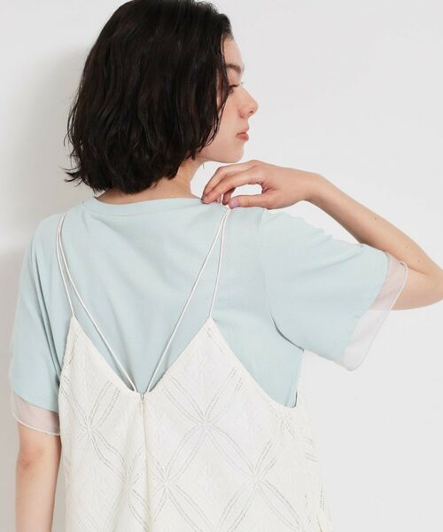 THE SHOP TK / ザ ショップ ティーケー Tシャツ | 【M-XL/ひんやり/吸水速乾/UV】上品な透け感 袖口シアーTシャツ | 詳細17