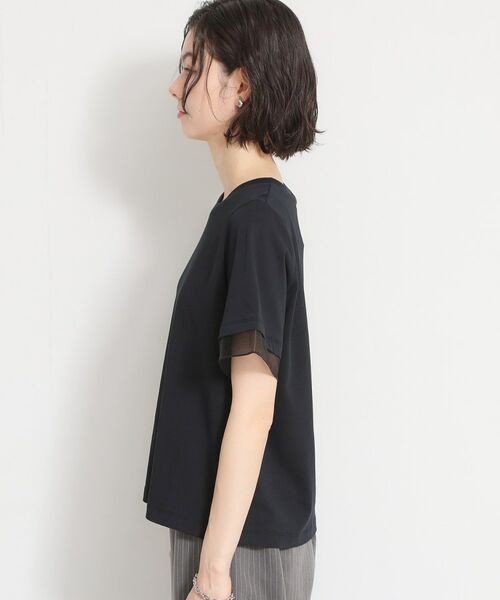 THE SHOP TK / ザ ショップ ティーケー Tシャツ | 【M-XL/ひんやり/吸水速乾/UV】上品な透け感 袖口シアーTシャツ | 詳細21