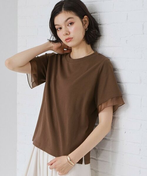 THE SHOP TK / ザ ショップ ティーケー Tシャツ | 【M-XL/ひんやり】上品な透け感 袖口シアーTシャツ | 詳細26
