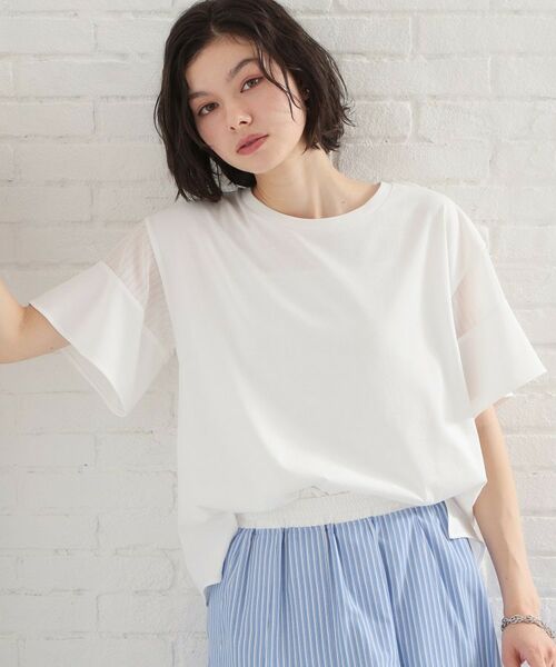 THE SHOP TK / ザ ショップ ティーケー カットソー | 【多機能】袖フレア挟み込みシアーTシャツ | 詳細1