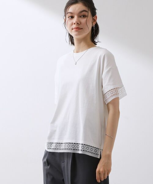 THE SHOP TK / ザ ショップ ティーケー Tシャツ | モチーフレース切替Tシャツ | 詳細1