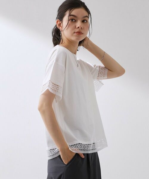 THE SHOP TK / ザ ショップ ティーケー Tシャツ | モチーフレース切替Tシャツ | 詳細2