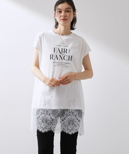 THE SHOP TK / ザ ショップ ティーケー Tシャツ | レース切替ロゴロングTシャツ | 詳細1