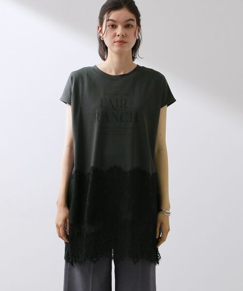 THE SHOP TK / ザ ショップ ティーケー Tシャツ | レース切替ロゴロングTシャツ | 詳細13