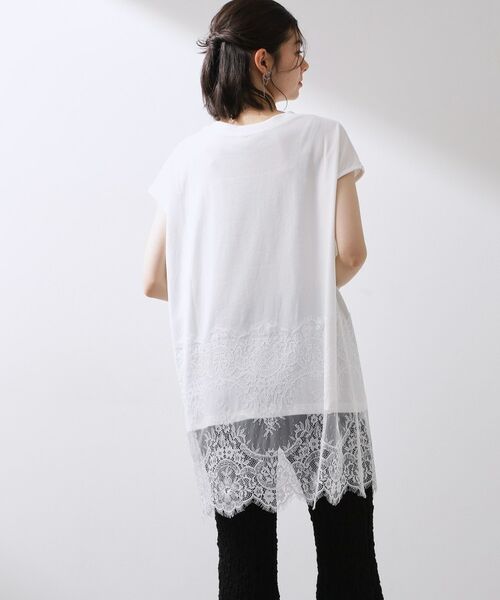 THE SHOP TK / ザ ショップ ティーケー Tシャツ | レース切替ロゴロングTシャツ | 詳細2