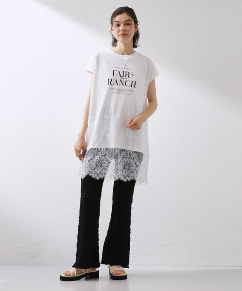 THE SHOP TK / ザ ショップ ティーケー Tシャツ | レース切替ロゴロングTシャツ | 詳細3