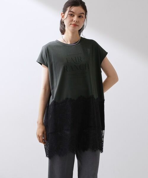 THE SHOP TK / ザ ショップ ティーケー Tシャツ | レース切替ロゴロングTシャツ | 詳細5