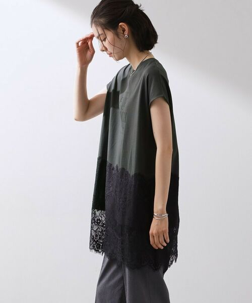 THE SHOP TK / ザ ショップ ティーケー Tシャツ | レース切替ロゴロングTシャツ | 詳細6