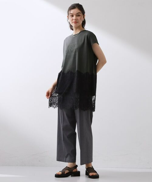 THE SHOP TK / ザ ショップ ティーケー Tシャツ | レース切替ロゴロングTシャツ | 詳細7