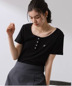 THE SHOP TK / ザ ショップ ティーケー カットソー | テレコヘンリーワンポイント刺繍プルオーバー