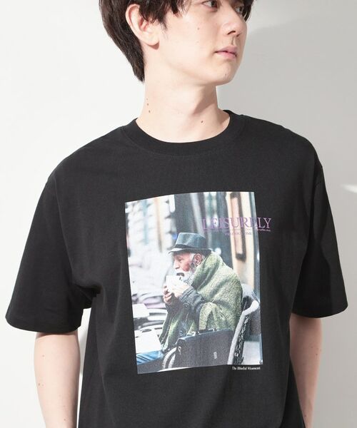 THE SHOP TK / ザ ショップ ティーケー Tシャツ | モノクロ フォトグラフィー 半袖Tシャツ 洗濯機OK（ブラック(819)）