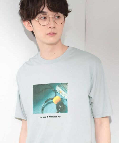 THE SHOP TK / ザ ショップ ティーケー Tシャツ | COOLフォト半袖Tシャツ 接触冷感/洗濯機OK(ライトグレー(011))