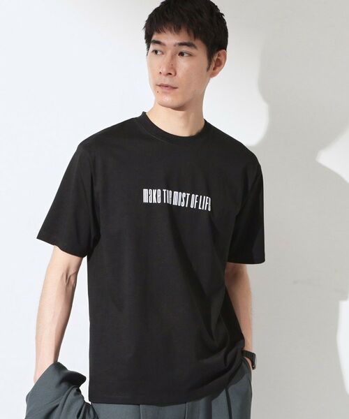 THE SHOP TK / ザ ショップ ティーケー Tシャツ | COOLロゴ半袖Tシャツ 接触冷感／洗濯機OK（ブラック(019)）