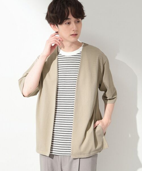 THE SHOP TK / ザ ショップ ティーケー カーディガン・ボレロ | メッシュシャーリーカーディガン+半袖Tシャツ セットアイテム 洗濯機OK | 詳細2