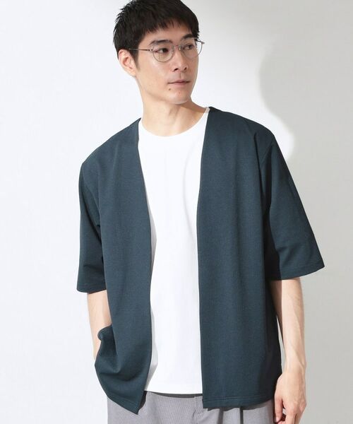 THE SHOP TK / ザ ショップ ティーケー カーディガン・ボレロ | メッシュ五分袖カーディガン＋半袖Tシャツ セットアイテム 洗濯機OK（ネイビー(094)）
