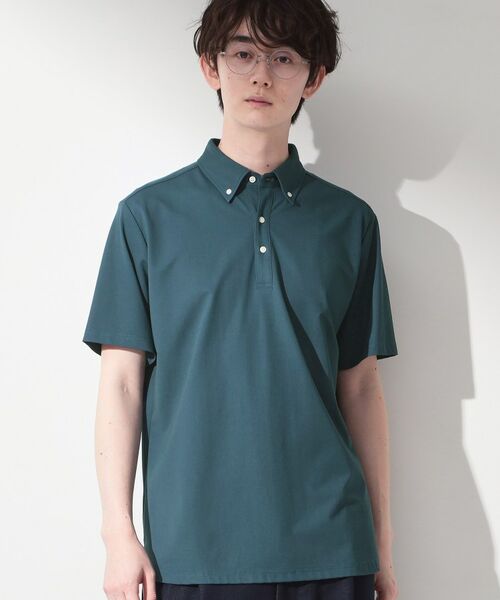 THE SHOP TK / ザ ショップ ティーケー ポロシャツ | アイス カノコポロシャツ 接触冷感／洗濯機OK（ブルーグリーン(097)）