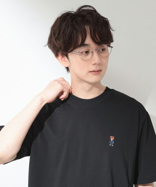 THE SHOP TK / ザ ショップ ティーケー Tシャツ | クマ刺繍 半袖Tシャツ 洗濯機OK(ブラック(019))